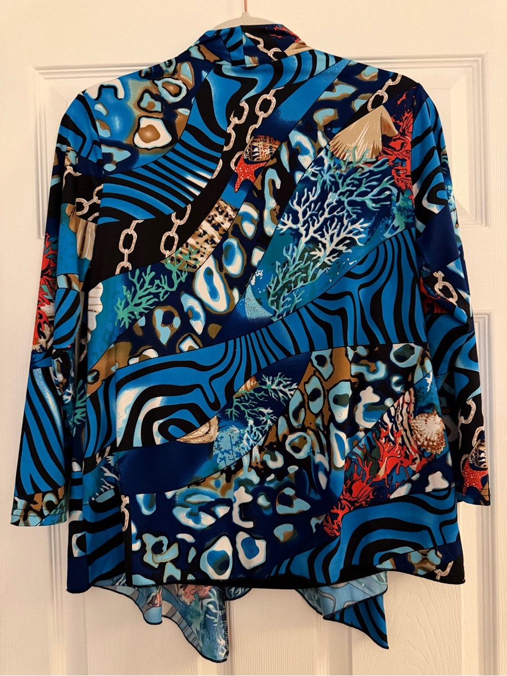Blue Patterned Open-Front Blazer - Picture 4 of 4